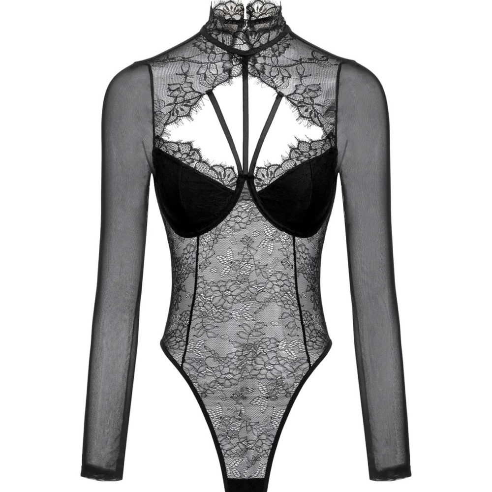 Chic Black Lace Bodysuit